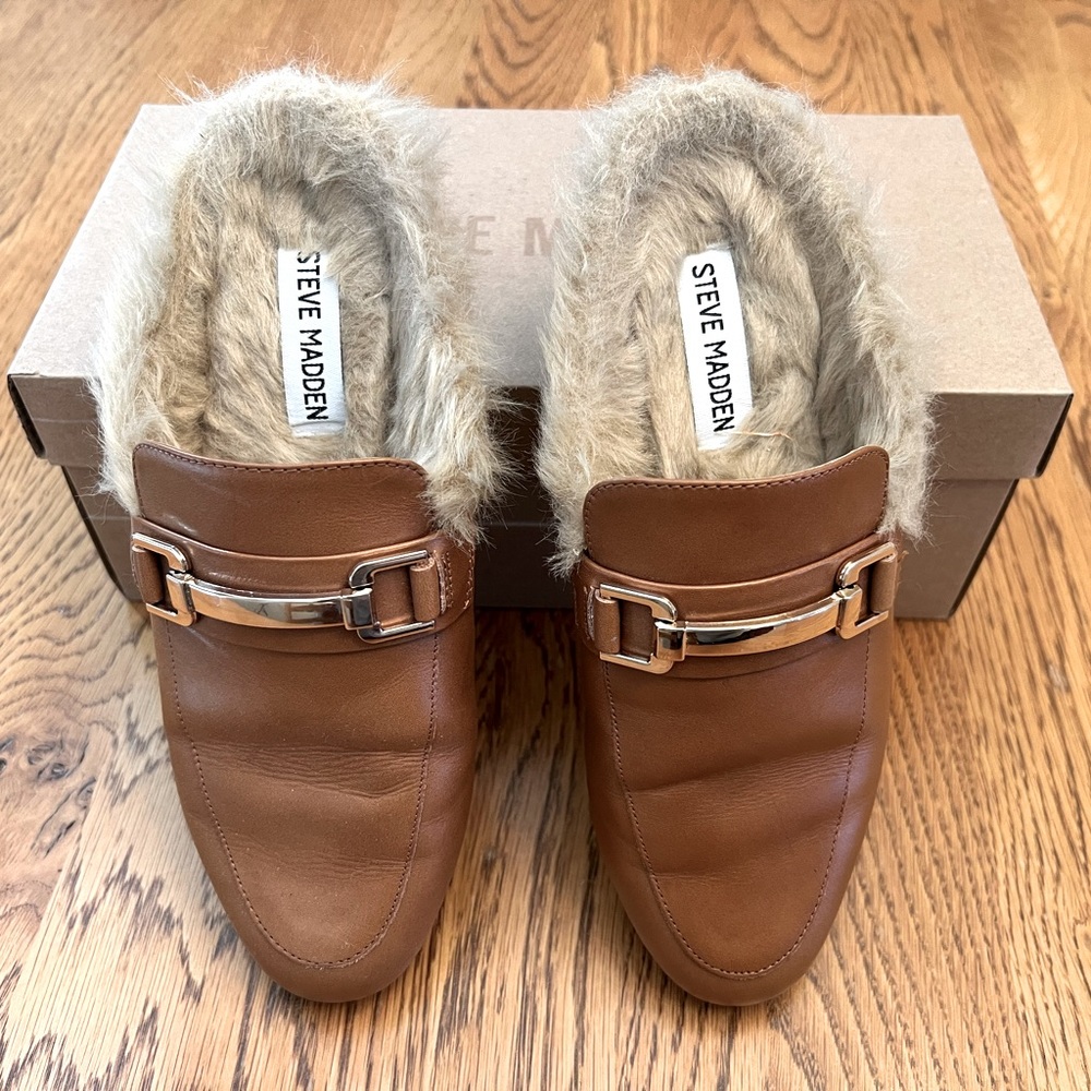 🥿 [Steve Madden} KHLOE BROWN LEATHER Mules